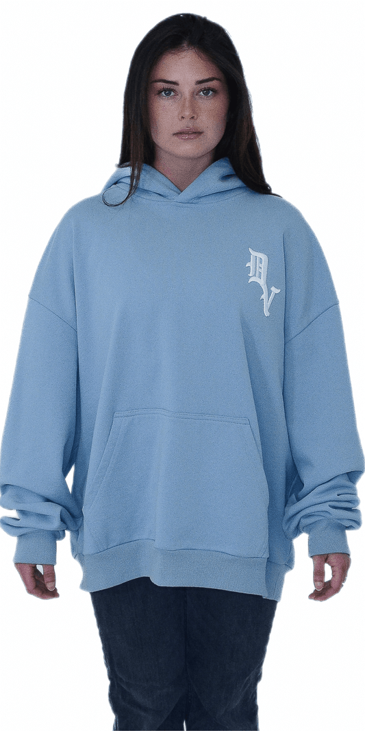 "DV" Vintage Hoodie - ICE BLUE